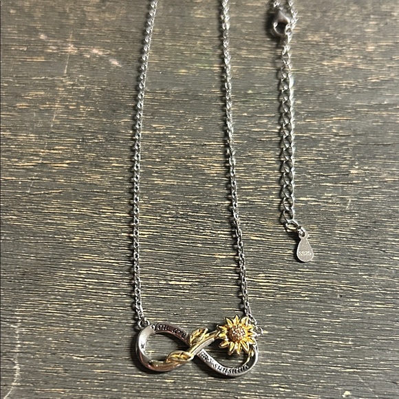 925 Silver & Goldtone Sunflower Infinity Necklace